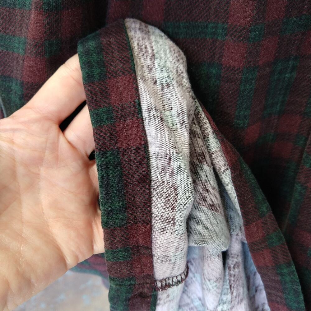 Vintage 90s Plaid Midi Dress Size S M Green Maroon Grunge Tartan Cottage Trad - Picture 7 of 8